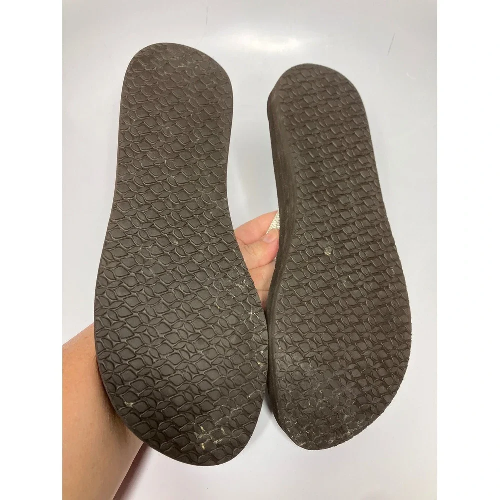 Reef Flip Flops Women 11 Brown Excellent Metallic Snakeskin Cushion Sandals